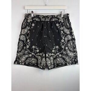 Maison Article Shorts Mens Medium Black Rose Paisley Hybrid Bandana Goth Y2K New
